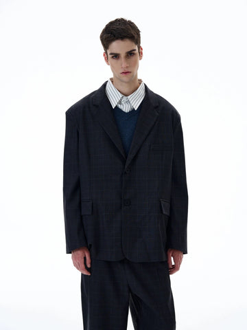 RT No. 20026 PLAID SUIT BLAZER JK