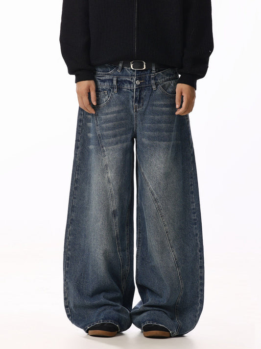 RT No. 58043 RECONSTRUCTED SCIMITAR WIDE DENIM JEANS