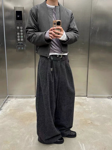 RT No. 18014 WOOLEN PLEATED STRAIGHT PANTS