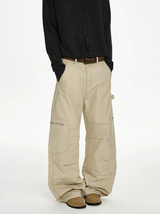 RT No. 50004 KHAKI BAGGY STRAIGHT CARGO PANTS