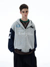 RT No. 20039 GRAY CONTRAST 7 LETTERED ZIP HOODIE