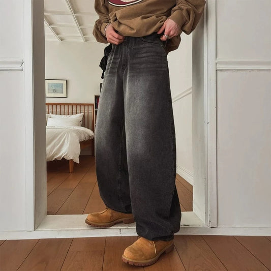 RT No. 19017 BLACK WASHED STRAIGHT DENIM JEANS