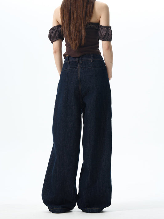 RT No. 12698 DARK DENIM WIDE STRAIGHT JEANS