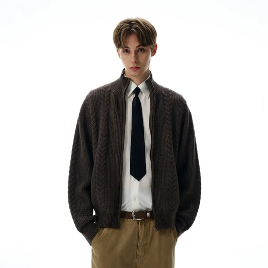 RT No. 42011 KNITWEAR TWIST ZIPPER SWEATER