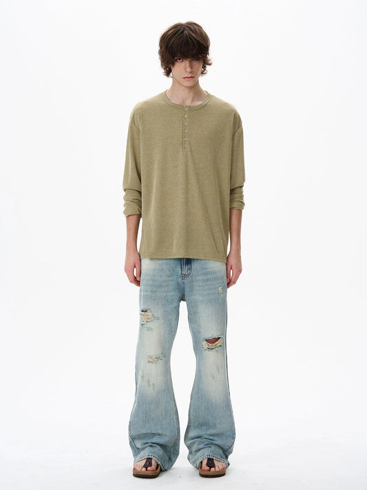 RT No. 18138 BLUE DISTRESSED DENIM STRAIGHT JEANS