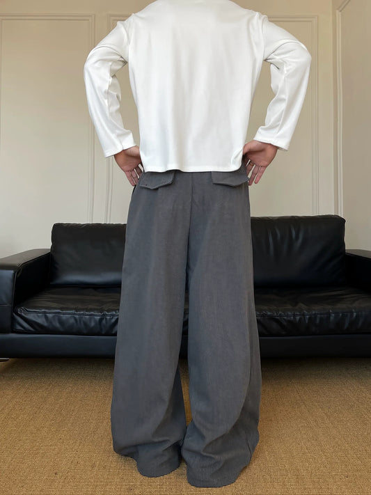 RT No. 50254 PLEATED WIDE STRAIGHT SUIT PANTS