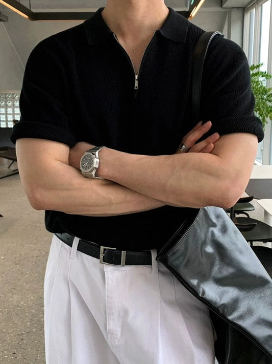 RT No. 18711 KNIT ZIP COLLAR SHORT SLEEVE