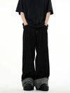 RT No. 18703 BLACK FOLDED RELAX STRAIGHT DENIM JEANS