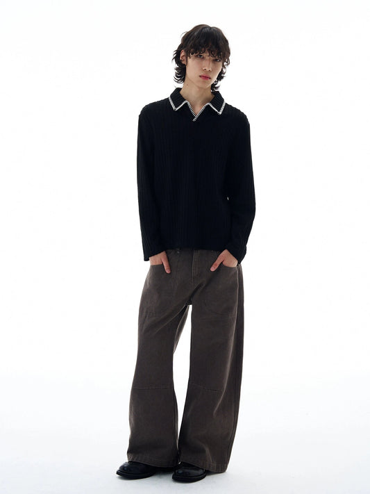 RT No. 25061 KNITWEAR STITCHED COLLAR SWEATER