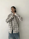 RT No. 29164 WHITE PLAID BUTTON-UP SHIRT