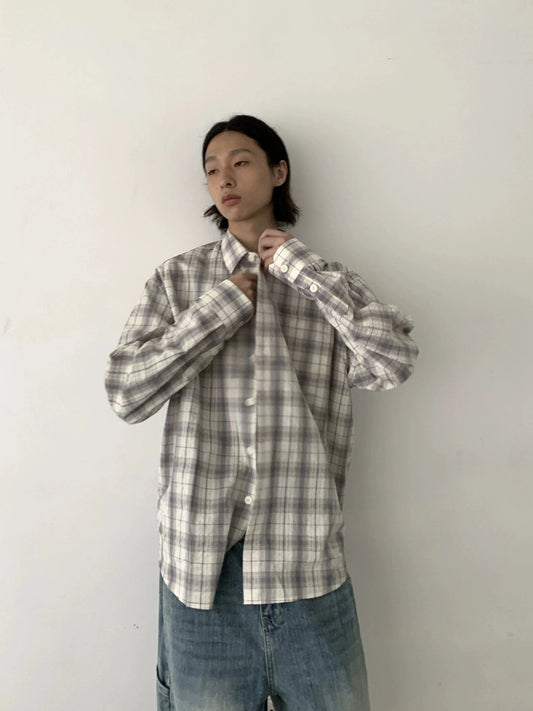RT No. 29164 WHITE PLAID BUTTON-UP SHIRT