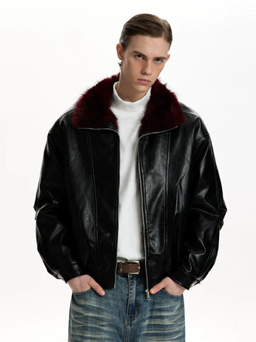 RT No. 50112 FUR COLLAR LEATHER JACKET