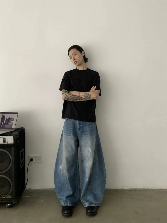 RT No. 19719 RECONSTRUCTED DISTRESSED BAGGY DENIM JEANS