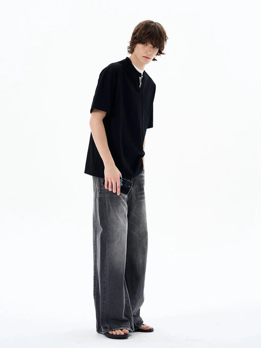 RT No. 19571 WASHED GRAY DENIM STRAIGHT JEANS