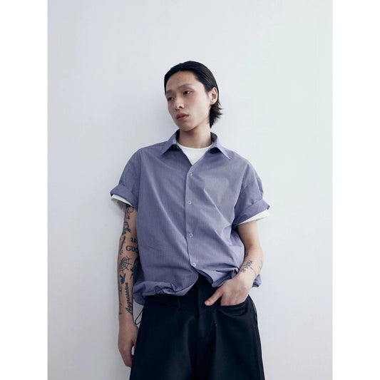 RT No. 18836 BLUE PLAID SHORT SLEEVE SHIRT