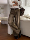 RT No. 29061 WASHED BROWN DENIM STRAIGHT JEANS