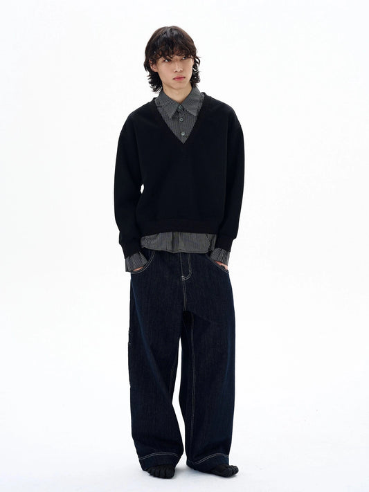 RT No. 29001 TWO PIECE V-NECK (BUTTON-UP SHIRT) SWEATER