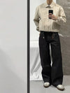 RT No. 18016 BLACK STRAIGHT DENIM JEANS
