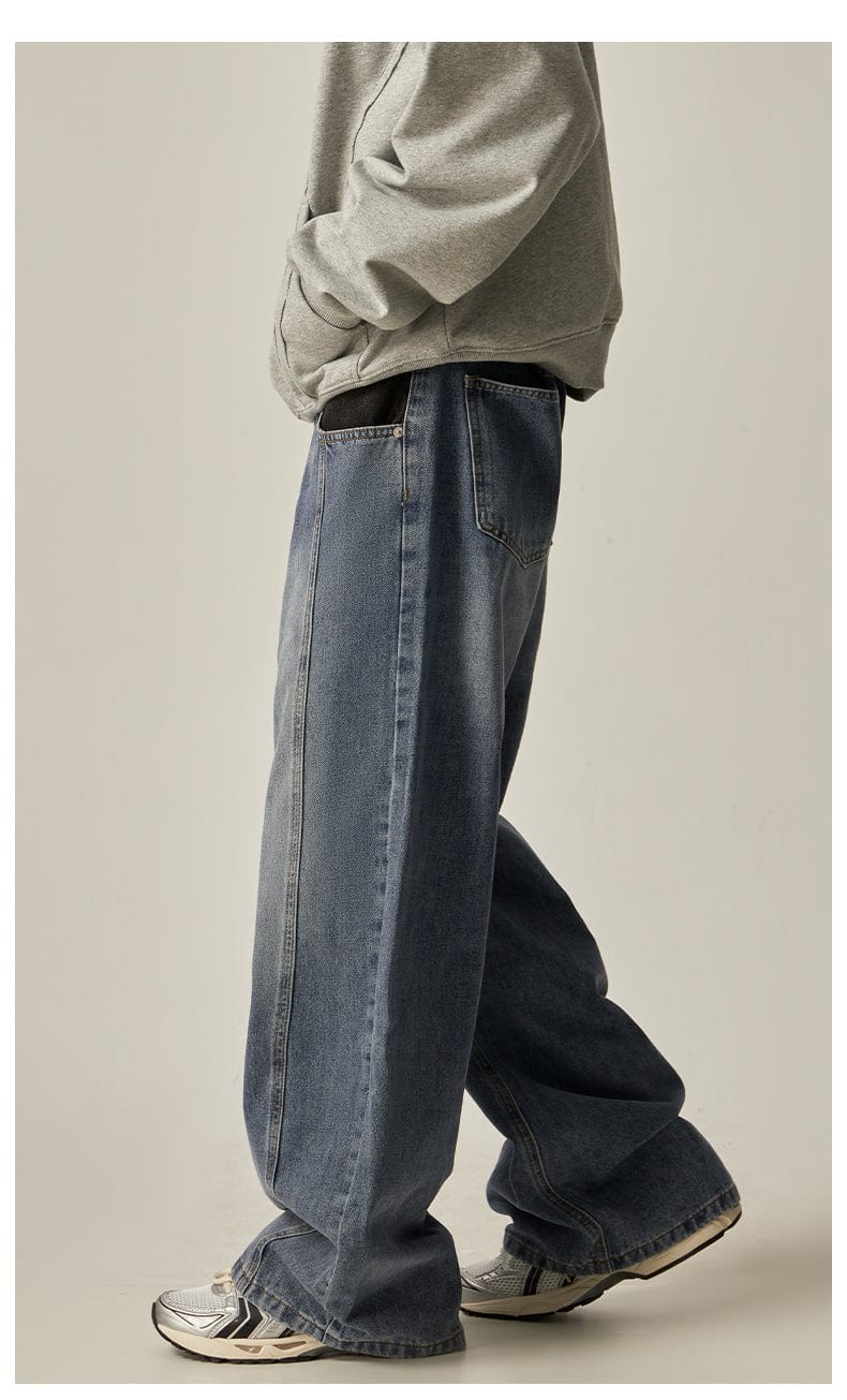 RT No. 11264 RECONSTRUCTED BLUE RELAX STRAIGHT DENIM JEANS