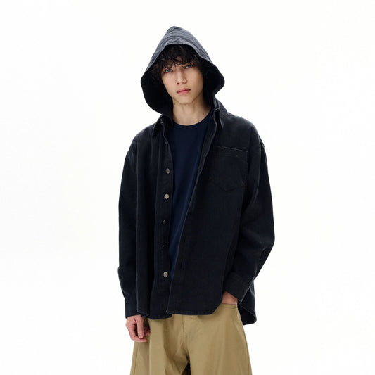 RT No. 31004 HOODED BUTTON-UP DENIM SHIRT