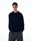 RT No. 20023 KNIT NAVY POLO COLLAR SWEATER