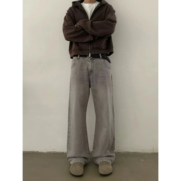 RT No. 19845 WASHED GRAY STRAIGHT DENIM JEANS