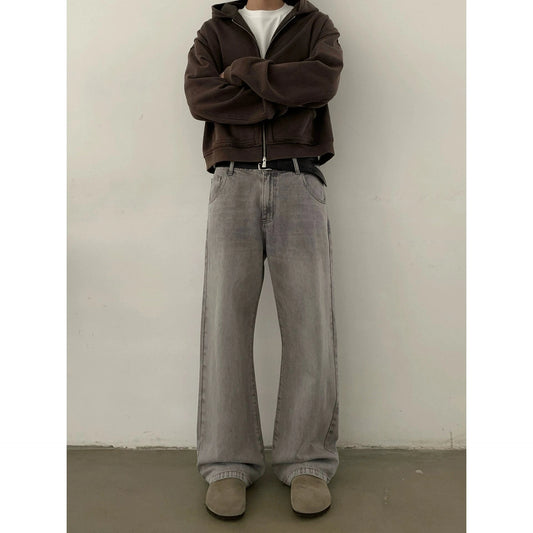 RT No. 19845 WASHED GRAY STRAIGHT DENIM JEANS