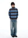 RT No. 25028 KNIT STRIPE HALF ZIPPER SWEATER