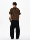 RT No. 18127 BROWN GRID SHORT SLEEVE SHIRT