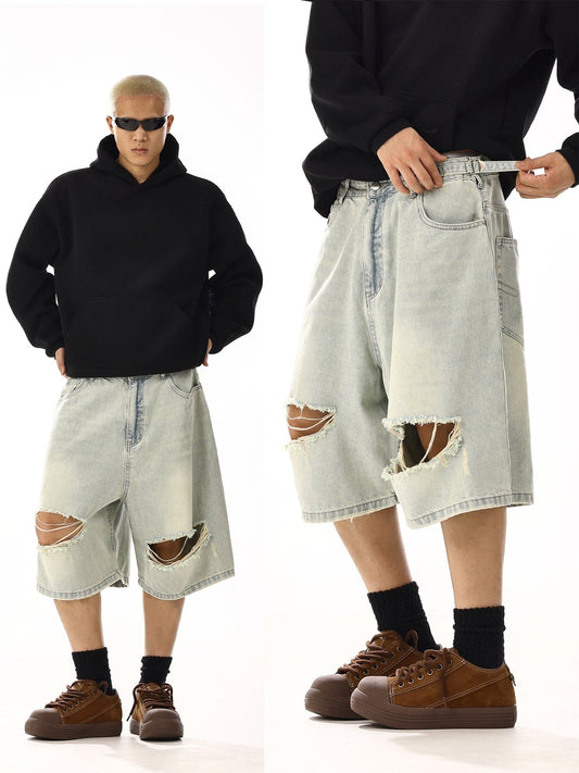 RT No. 13000 LIGHT BLUE RIPPED SHORTS