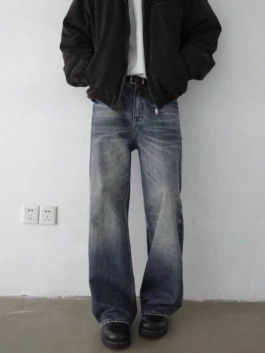 RT No. 32065 WHISKER WASH DENIM STRAIGHT JEANS