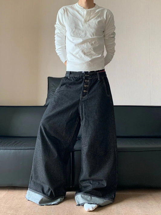 RT No. 32006 WASHED BAGGY STRAIGHT DENIM JEANS