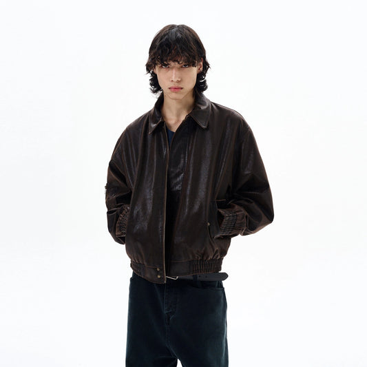 RT No. 29039 BROWN LEATHER ZIP JK