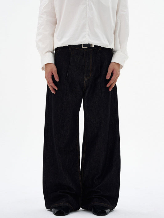 RT No. 55106 PLEATED STRAIGHT DENIM JEANS