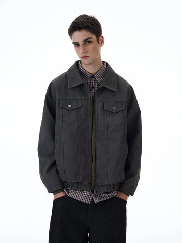 RT No. 20024 GRAY ZIP DENIM JK