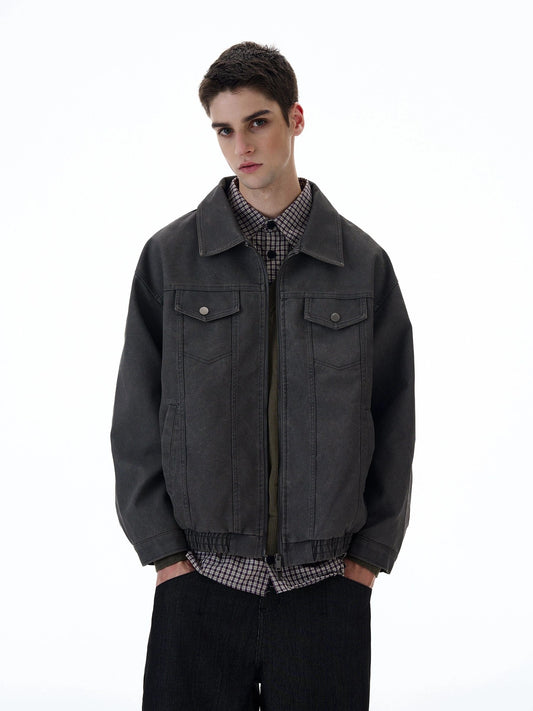 RT No. 20024 GRAY ZIP DENIM JK