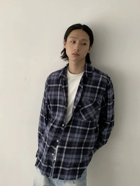 RT No. 29128 BLUE BUTTON-UP PLAID SHIRT