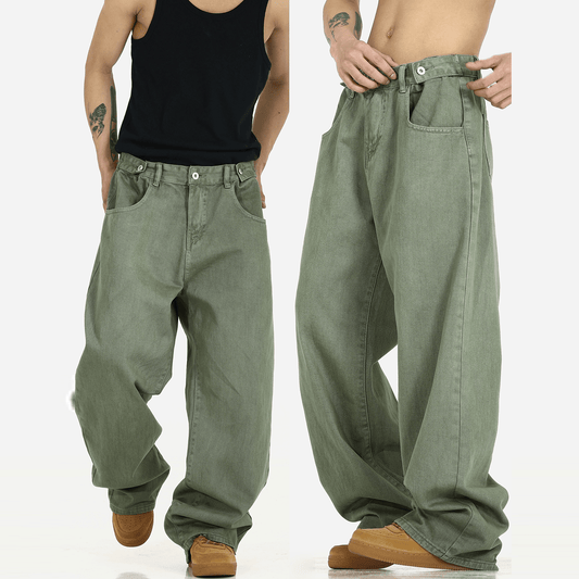 RT No. 11193 WASHED GREEN WIDE STRAIGHT JEANS