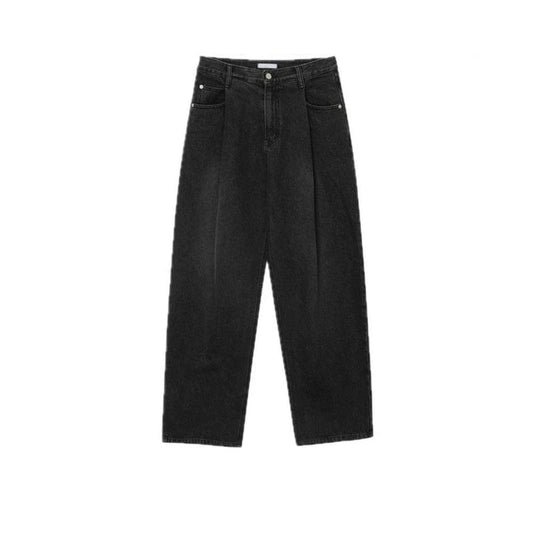 RT No. 18273 PLEATED DENIM STRAIGHT JEANS