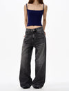 RT No. 18192 DARK GRAY STRAIGHT DENIM JEANS