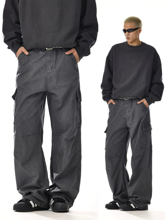 RT No. 12051 DARK GRAY WORKWEAR CARGO STRAIGHT PANTS