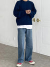 RT No. 12404 TWIST KNIT NAVY BLUE SWEATER