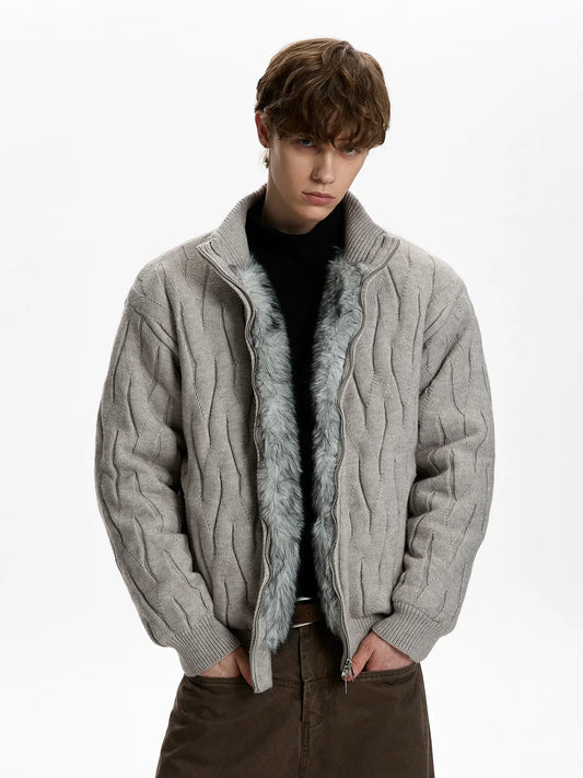RT No. 50111 KNITWEAR WOLF COLLAR JACKET