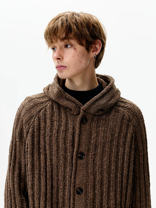 RT No. 50264 KNITWEAR BUTTON-UP HOODIE