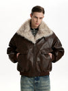 RT No. 50108 WOLF COLLAR LEATHER JACKET