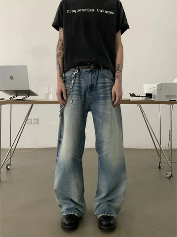 RT No. 18882 WHISKER WASHED DENIM STRAIGHT JEANS