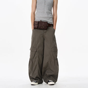RT No. 18602 GREEN-GRAY WIDE CARGO PANTS