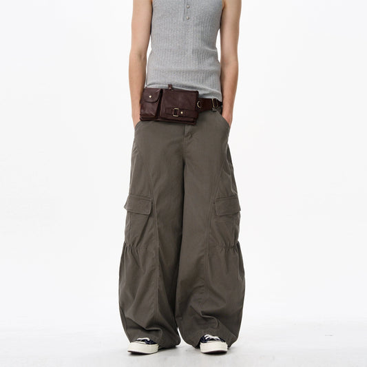 RT No. 18602 GREEN-GRAY WIDE CARGO PANTS