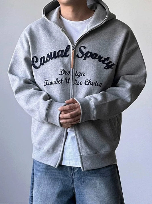 RT No. 25015 EMBROIDERED CURSIVE ZIP HOODIE