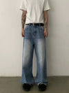 RT No. 28107 WASHED BLUE WIDE STRAIGHT DENIM JEANS